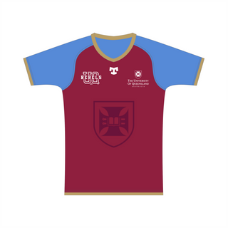 UQ Rebels reversible tee maroon front